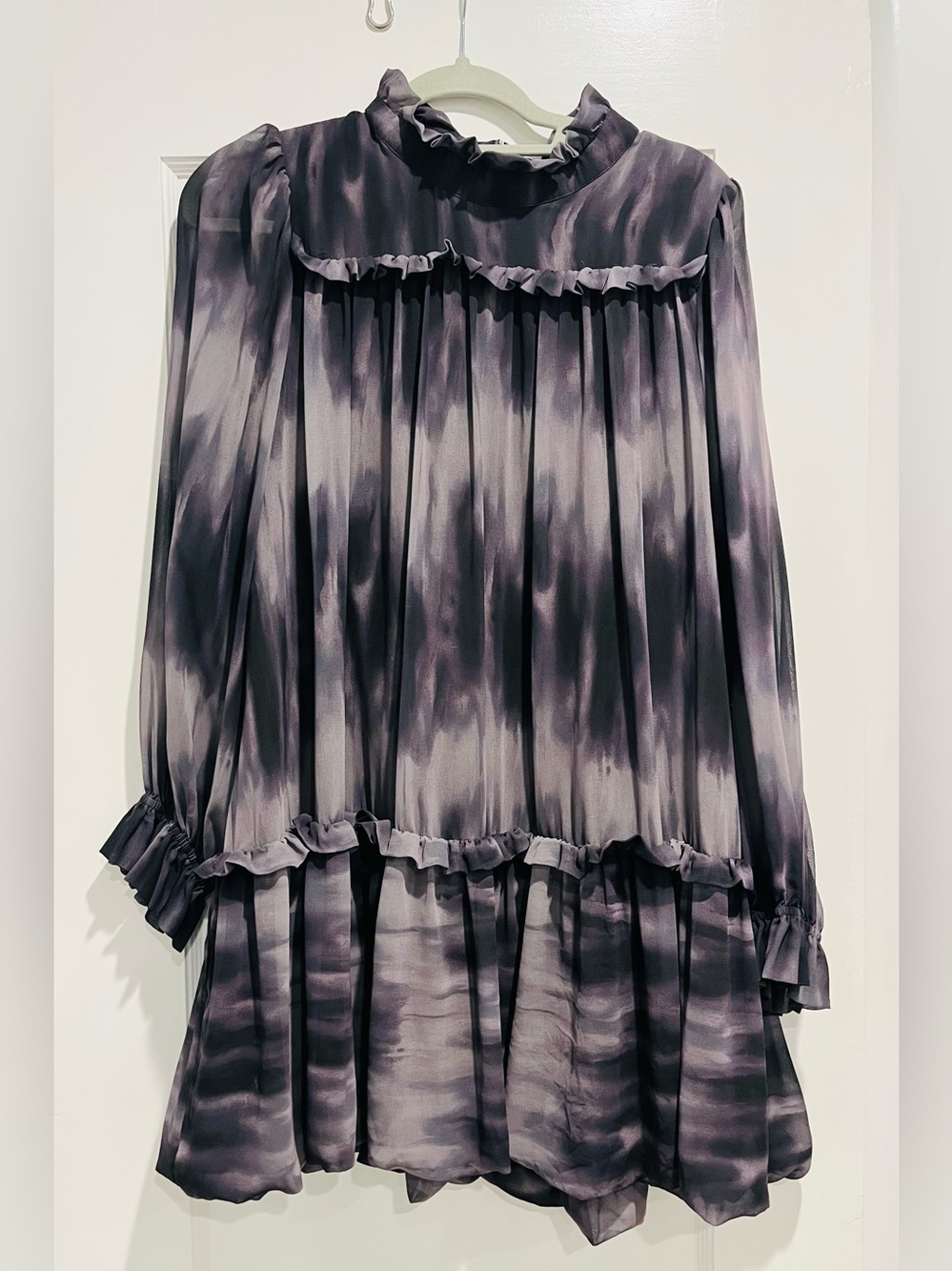 TOCCIN x RTR Tie-Dye Baby Doll Gray/Black Dress Size 10 zipper back